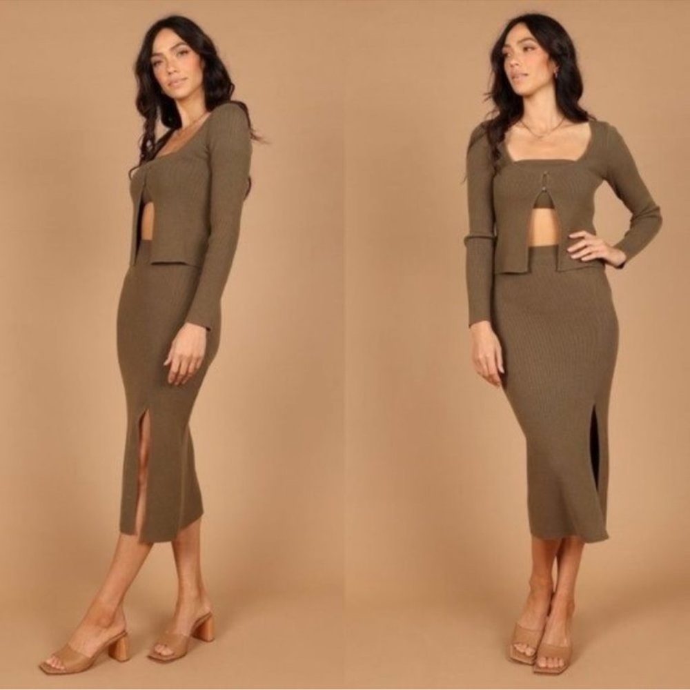 Petal & Pup Luna Knitted Matching 3 Piece Set Olive Green